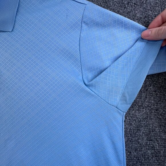 Adidas Golf Climacool Polo Shirt Short Sleeve Blue Geometric Men’s Casual Top - Picture 9 of 12